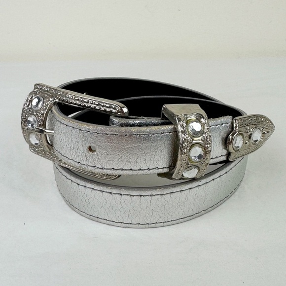 A.Brod Vintage 80's Silver Metallic Belt - Picture 1 of 8